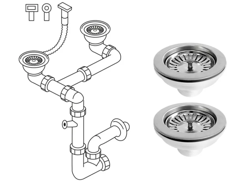 Miló Röhrensiphon-Set für Doppelbecken Ø 114 mm< Zubehör Für Küchenarmatur