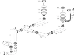 Miló Röhrensiphon-Set für Doppelbecken Ø 114 mm< Zubehör Für Küchenarmatur