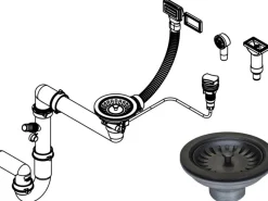 Miló Röhrensiphon-Set mit Exzenter Mattschwarz Ø 114 mm< Zubehör Für Küchenarmatur