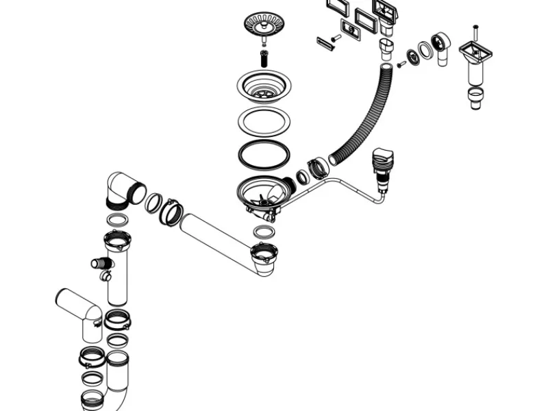 Miló Röhrensiphon-Set mit Exzenter Mattschwarz Ø 114 mm< Zubehör Für Küchenarmatur