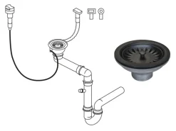 Miló Röhrensiphon-Set mit Exzenter Mattschwarz Ø 114 mm< Zubehör Für Küchenarmatur