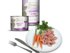 Hot Mjamjam Nassfutter Hund Schmackhafter Truthahn an Leckeren Möhrchen 200 g