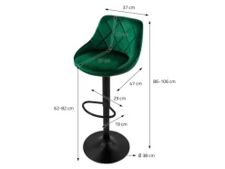 New ML-Design Barhocker 2Er Set aus Samt Grün Gepolsterter mit Rückenlehne Fußstütze