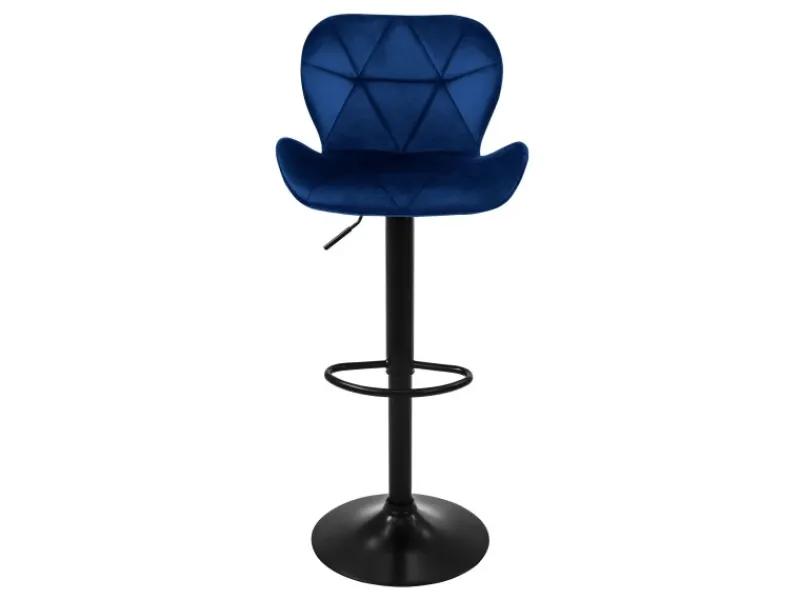 Outlet ML-Design Barhocker 4Er Set aus Samt Blau Gepolsterter Drehbar Hocker Blau-Schwarz
