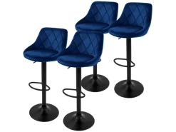 ML-Design Kücheninseln<Barhocker 4Er Set aus Samt Blau Gepolsterter Drehbar