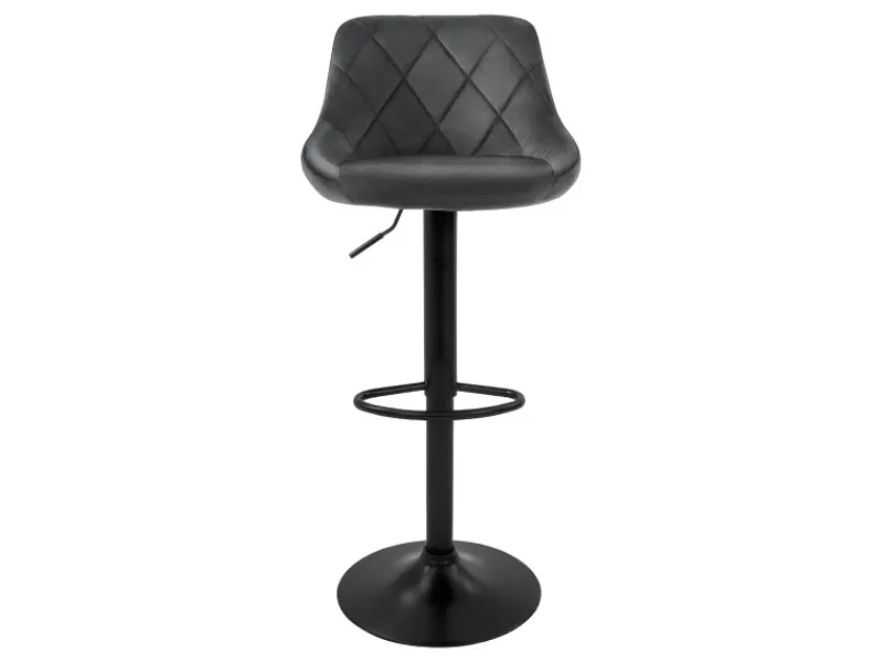 Hot ML-Design Barhocker 4Er Set aus Samt Grau mit Rückenlehne Drehbar Grau-Schwarz