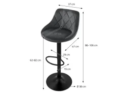 Hot ML-Design Barhocker 4Er Set aus Samt Grau mit Rückenlehne Drehbar Grau-Schwarz