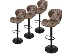ML-Design Kücheninseln<Barhocker 4Er Set aus Kunstleder Braun Gepolsterter Drehbar