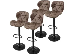 ML-Design Kücheninseln<Barhocker 4Er Set aus Kunstleder Braun Gepolsterter Drehbar