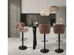 ML-Design Kücheninseln<Barhocker 4Er Set aus Kunstleder Braun Gepolsterter Drehbar