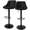 Sale ML-Design Barhocker 2Er Set aus Samt Schwarz mit Rückenlehne und Fußstütze