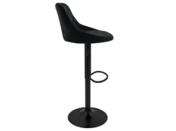 Sale ML-Design Barhocker 2Er Set aus Samt Schwarz mit Rückenlehne und Fußstütze