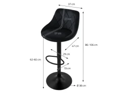 Sale ML-Design Barhocker 2Er Set aus Samt Schwarz mit Rückenlehne und Fußstütze