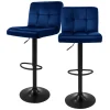 ML-Design Kücheninseln<Barhocker 2Er Set aus Samt Blau Gepolsterter Barstuhl mit Rückenlehne