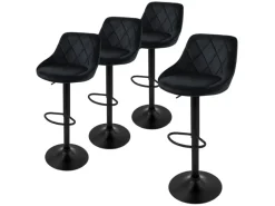 New ML-Design Barhocker 4Er Set aus Samt Gepolsterter Drehbar Schwarz