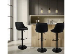 New ML-Design Barhocker 4Er Set aus Samt Gepolsterter Drehbar Schwarz
