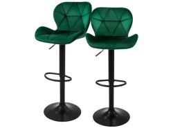 Hot ML-Design Barhocker 2Er Set aus Samt Grün Gepolsterter Barstuhl mit Fußstütze