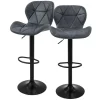 ML-Design Kücheninseln<Barhocker 2Er Set aus Kunstleder Anthrazit mit Rückenlehne Fußstütze