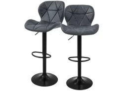 ML-Design Kücheninseln<Barhocker 2Er Set aus Kunstleder Anthrazit mit Rückenlehne Fußstütze