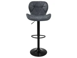ML-Design Kücheninseln<Barhocker 2Er Set aus Kunstleder Anthrazit mit Rückenlehne Fußstütze