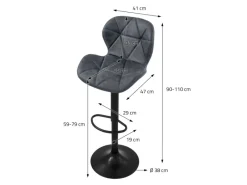 ML-Design Kücheninseln<Barhocker 2Er Set aus Kunstleder Anthrazit mit Rückenlehne Fußstütze