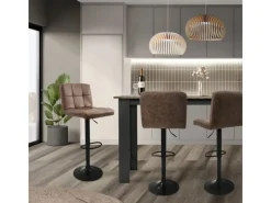 ML-Design Kücheninseln<Barhocker 4Er Set Bezug aus Kunstleder Braun Gepolsterter Barstuhl