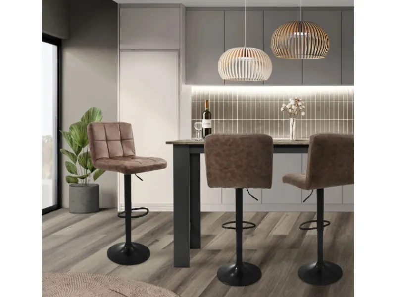 ML-Design Kücheninseln<Barhocker 4Er Set Bezug aus Kunstleder Braun Gepolsterter Barstuhl