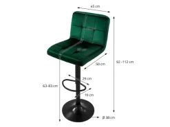 Discount ML-Design Barhocker 2Er Set aus Samt Grün Gepolsterter Barstuhl mit Rückenlehne