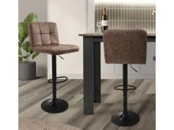 ML-Design Barhocker Set 2 Kunstleder Braun Gepolsterter Barstuhl mit Rückenlehne< Kücheninseln