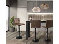 ML-Design Barhocker Set 2 Kunstleder Braun Gepolsterter Barstuhl mit Rückenlehne< Kücheninseln