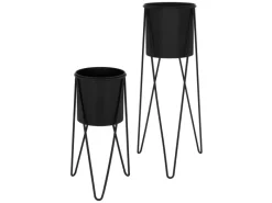 Hot ML-Design Blumenständer 2Er Set Schwarz 27x27x48,5 cm 35,5x34x75 cm aus Stahl