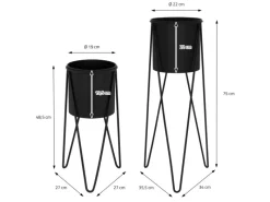 Hot ML-Design Blumenständer 2Er Set Schwarz 27x27x48,5 cm 35,5x34x75 cm aus Stahl