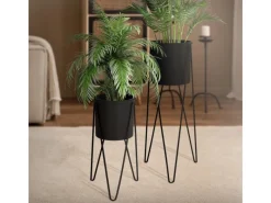 Hot ML-Design Blumenständer 2Er Set Schwarz 27x27x48,5 cm 35,5x34x75 cm aus Stahl