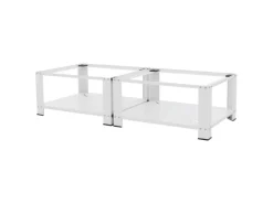 ML-Design Doppel Waschmaschinen Untergestell mit 2 Ablagen Weiß 128x54 cm Stahl< Waschmaschinen