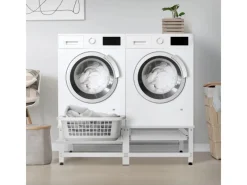 ML-Design Doppel Waschmaschinen-Untergestell 2 Ausziehbaren Ablagen Weiß Stahl< Waschmaschinen