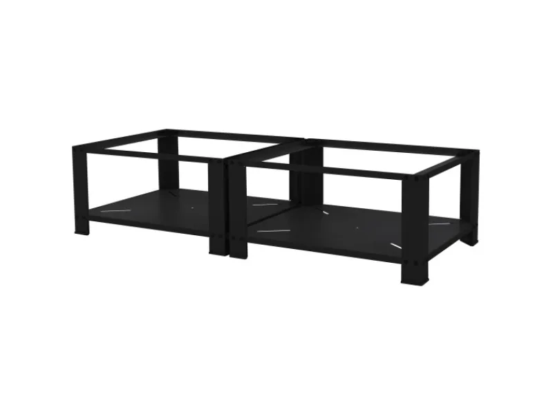 New ML-Design Doppel Waschmaschinen Untergestell 2 Ablagen Schwarz 128x54 cm Stahl