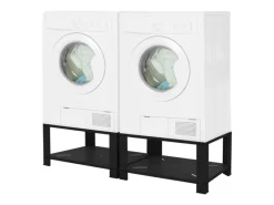 New ML-Design Doppel Waschmaschinen Untergestell 2 Ablagen Schwarz 128x54 cm Stahl