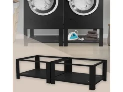 New ML-Design Doppel Waschmaschinen Untergestell 2 Ablagen Schwarz 128x54 cm Stahl