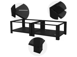 New ML-Design Doppel Waschmaschinen Untergestell 2 Ablagen Schwarz 128x54 cm Stahl