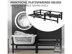 ML-Design Waschmaschinen<Doppel Waschmaschinen Untergestell mit 2 Ausziehbaren Ablagen Schwarz