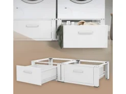 Online ML-Design Doppel Waschmaschinen Untergestell 2 Schubladen Weiß 128x53,5x31,5 cm