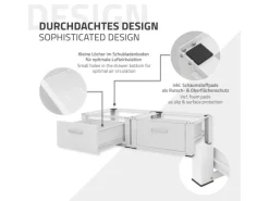 Online ML-Design Doppel Waschmaschinen Untergestell 2 Schubladen Weiß 128x53,5x31,5 cm