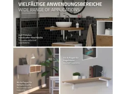 New ML-Design 2Er Set Wandkonsole Winkel L-Form für Waschtisch 350x150 mm Weiß Stahl