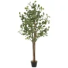 ML-Design Künstliche Eukalyptus 180cm Groß Kunstpflanze Naturholzstamm< Töpfe