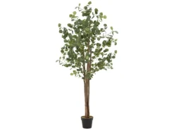 ML-Design Künstliche Eukalyptus 180cm Groß Kunstpflanze Naturholzstamm< Töpfe
