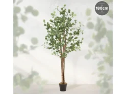 ML-Design Künstliche Eukalyptus 180cm Groß Kunstpflanze Naturholzstamm< Töpfe