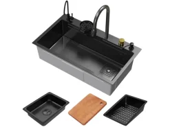Clearance ML-Design Multifunktionale Spülbecken Edelstahl 80x46 cm Anthrazit Rechteckig