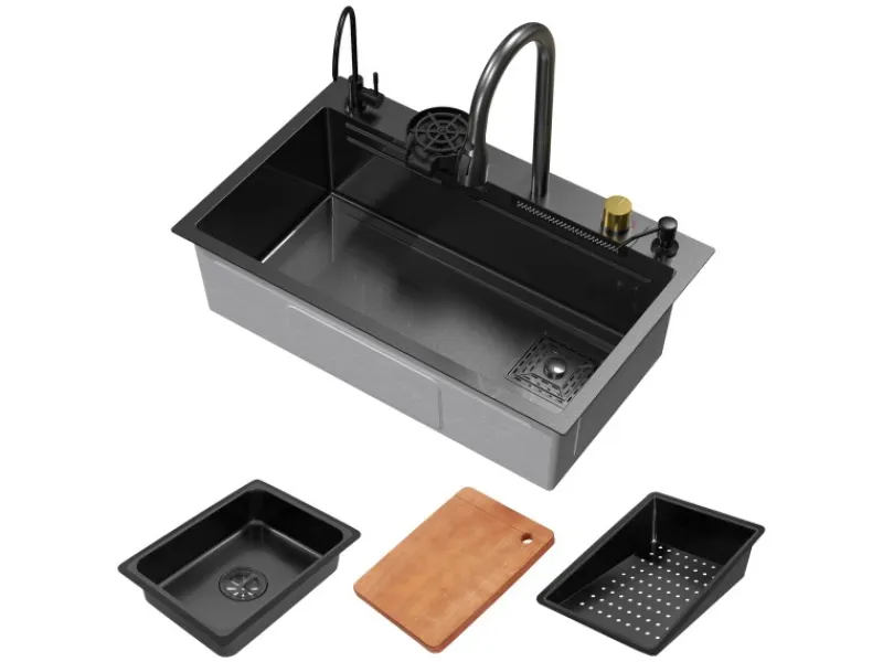 Sale ML-Design Multifunktionale Spülbecken Edelstahl 75x46 cm Anthrazit Rechteckig