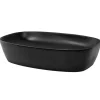 ML-Design Waschbecken aus Keramik Schwarz 605x385x140 mm Abgerundeten Ecken< Einhebelmischer