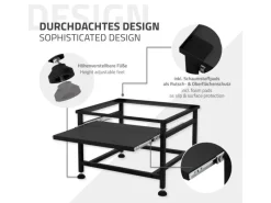 ML-Design Waschmaschinen<Waschmaschinen Untergestell mit Ausziehbarer Ablage Schwarz aus Stahl